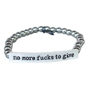 No F**ks To Give Silver Toned Beaded Stretch Bracelet